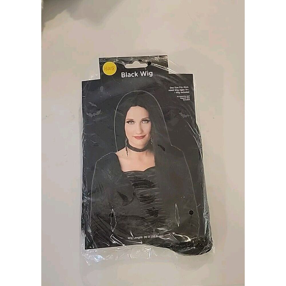 Long Straight Black Wig Costume Adult One Size Fits 20' Length Halloween Party
